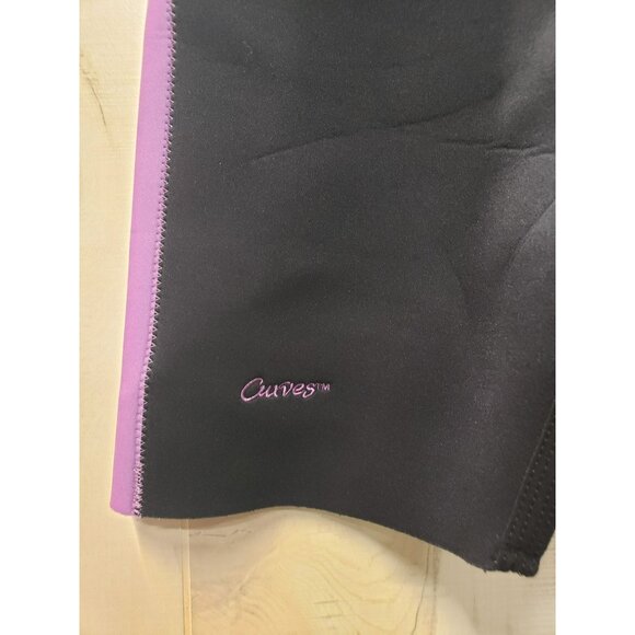 Curves Waist Trimmer Women's Black Purple Neoprene Fitness Workout Shorts Medium - Picture 2 of 5
